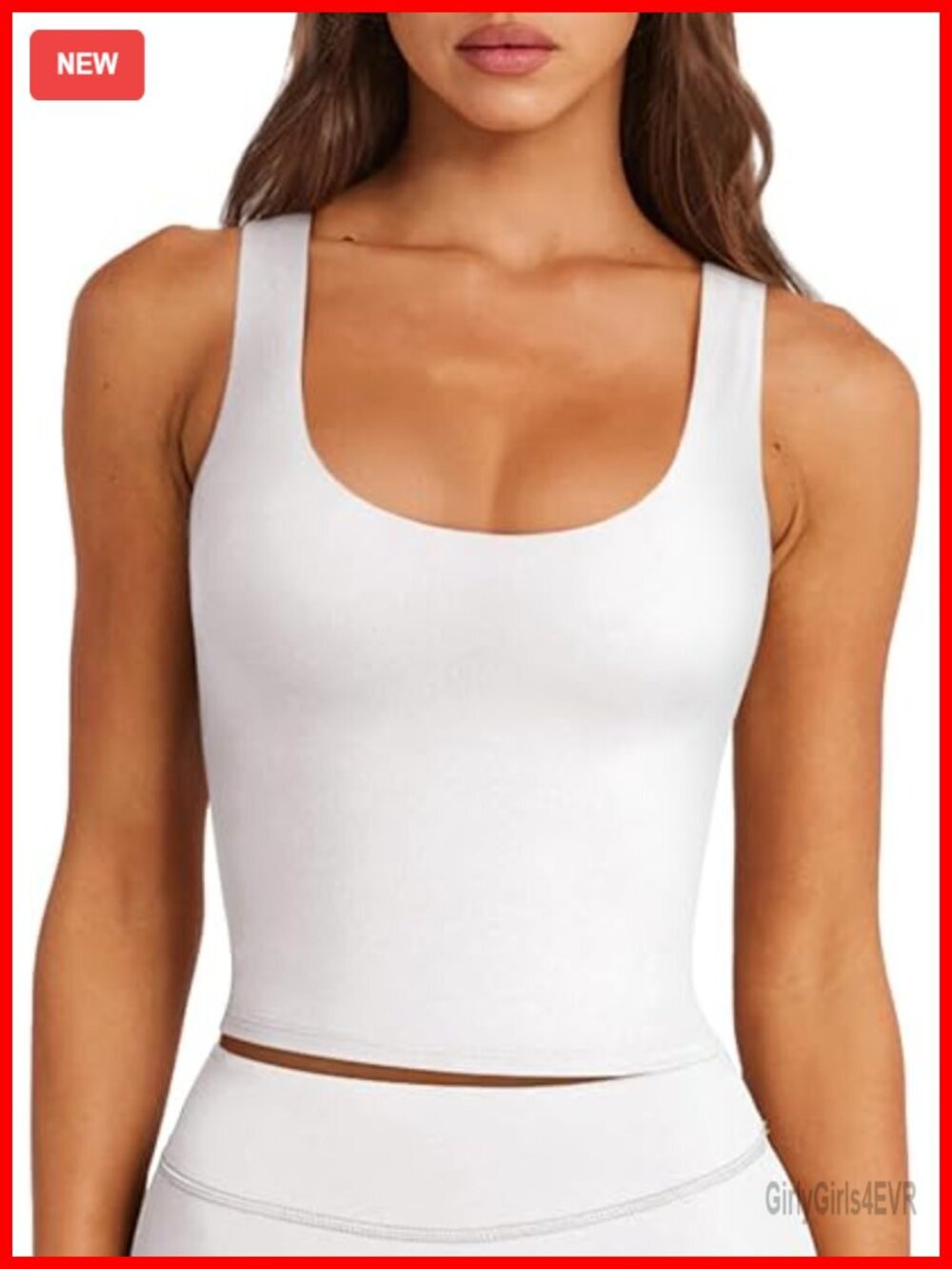 Long Line Padded Crop Tank Top Built in Bra Shelf Bra Open Back Athletic Yoga